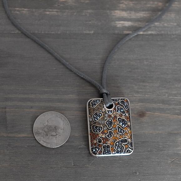 Brighton Leopard Totem Pendant Necklace Nylon Cord 16-18" Retired Design - Picture 5 of 7